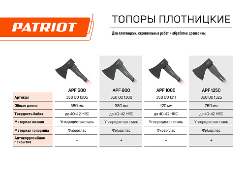 Топор плотницкий Patriot APF-600 (600г) 350001306