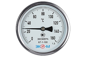 Термометр биметаллический ЭКОМЕРА БТ-1-100, 0-160С
